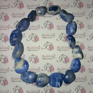 Sodalite bracelet healing crystals stretchy blue rock crystal geode natural boho